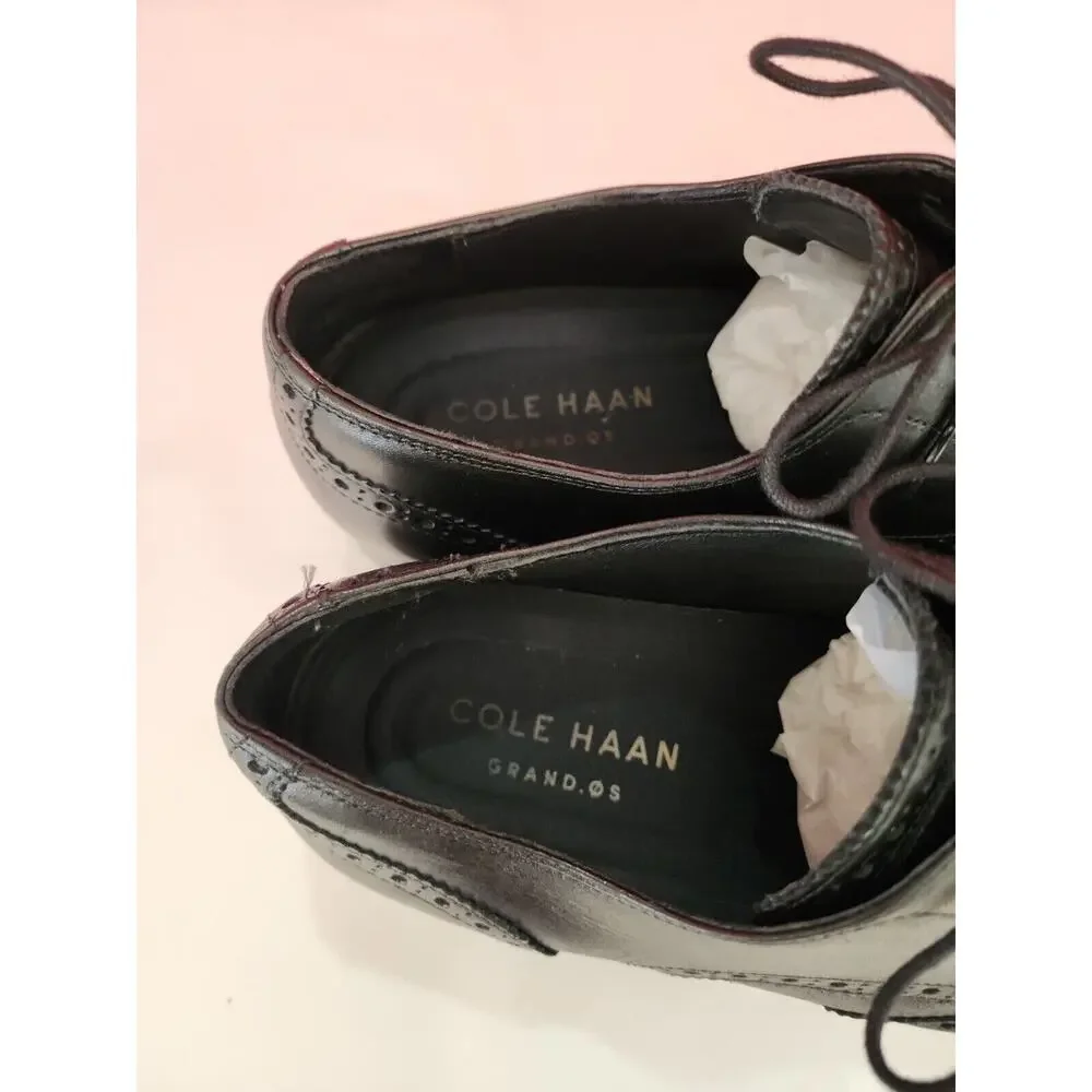 Cole Haan Black leather wingtip Derby shoes mens c24167 grand os mens 9.5 m